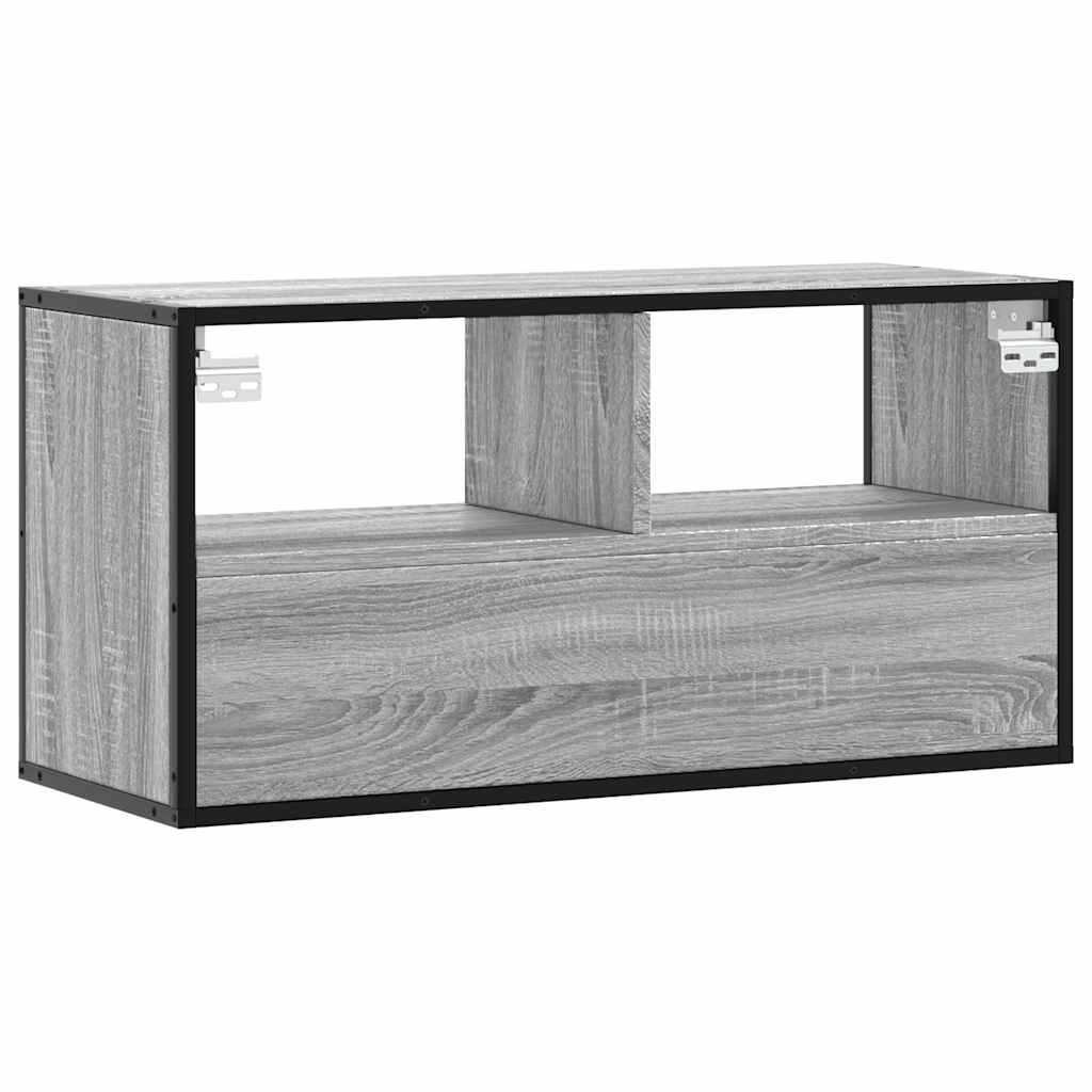 Mobile TV Grigio Sonoma 80x31x39,5 cm Legno Multistrato Metallo - homemem39