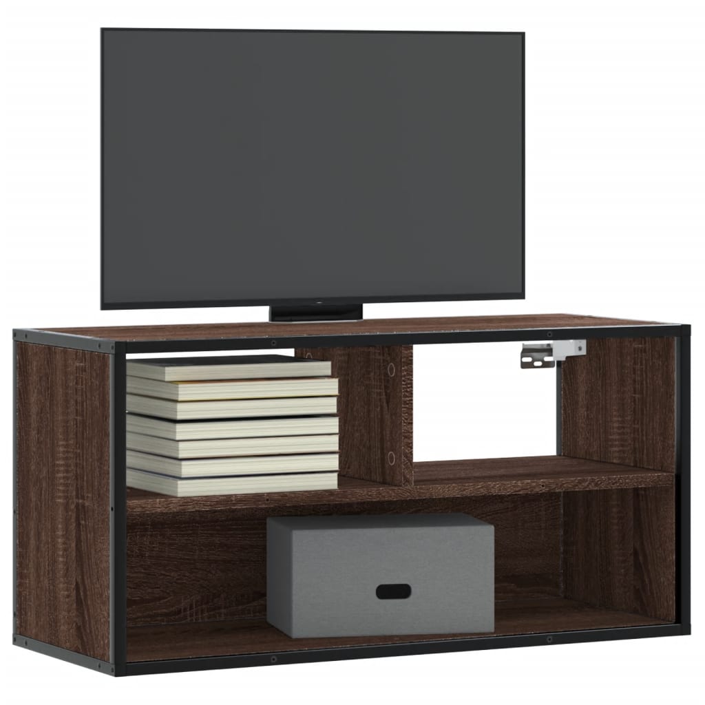 Mobile TV Rovere Marrone 80x31x39,5cm Legno Multistrato Metallo - homemem39