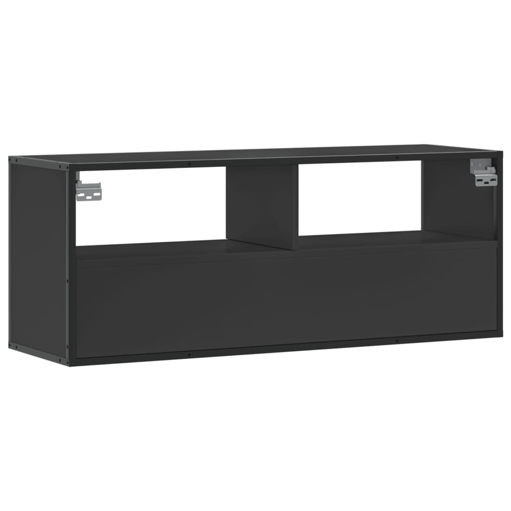 Mobile Porta TV Nero 100x31x39,5 cm in Truciolato e Metallo - homemem39
