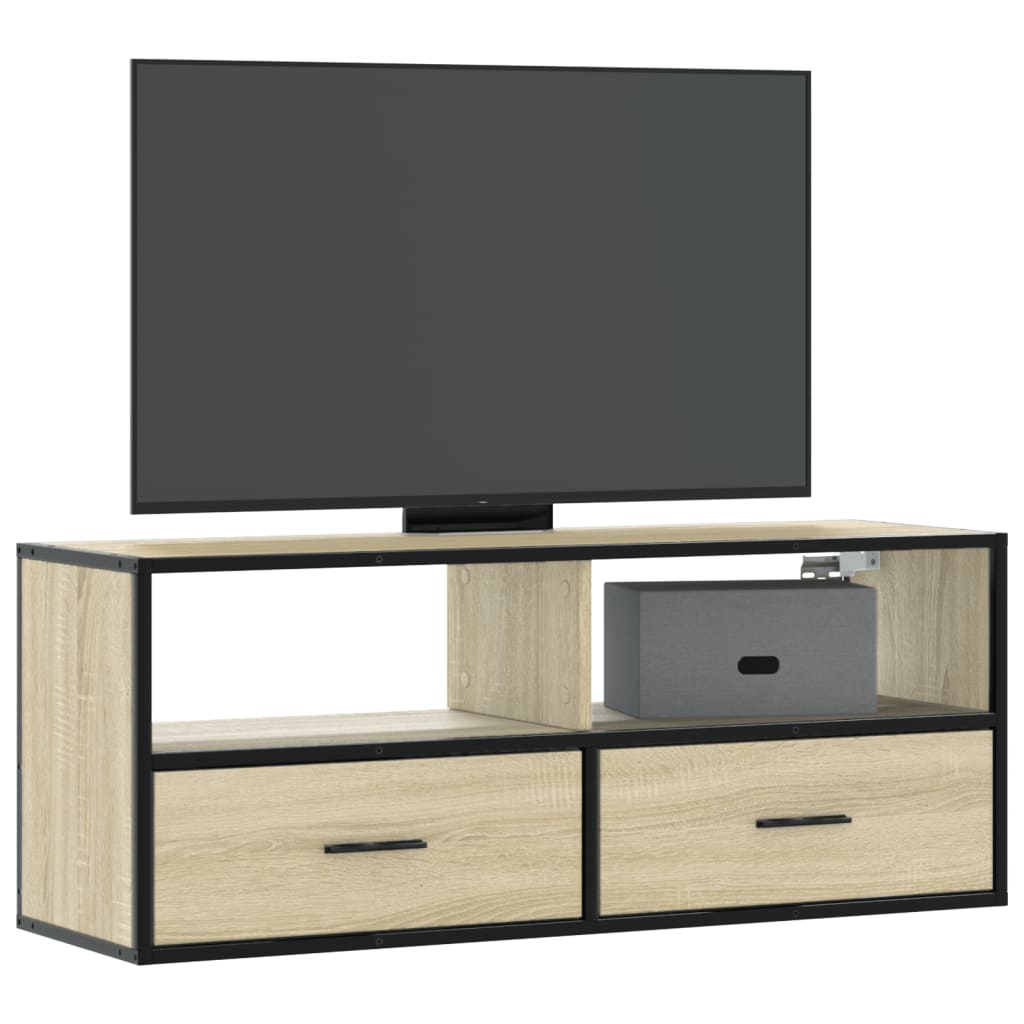Mobile TV Rovere Sonoma 100x31x39,5cm Legno Multistrato Metallo - homemem39
