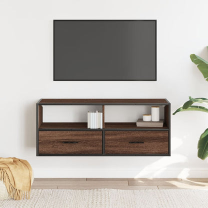 Mobile TV Rovere Marrone 100x31x39,5 cm in Truciolato e Metallo - homemem39