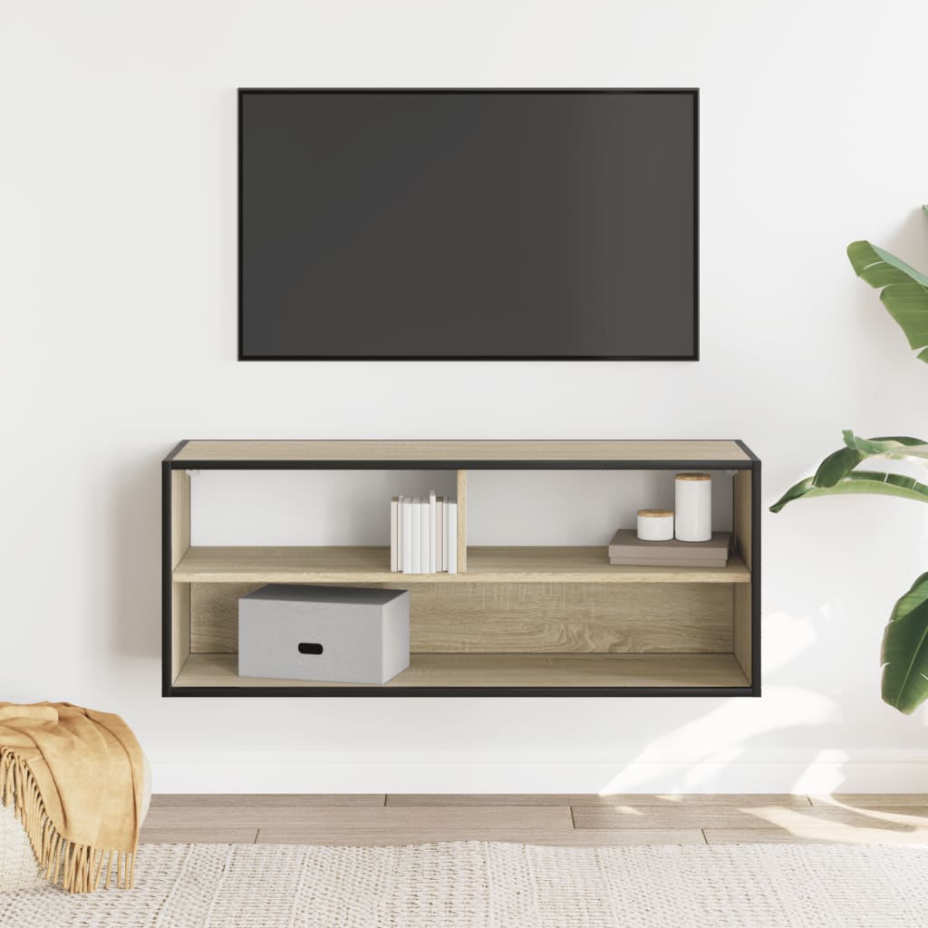 Mobile TV Rovere Sonoma 100x31x39,5cm Legno Multistrato Metallo - homemem39