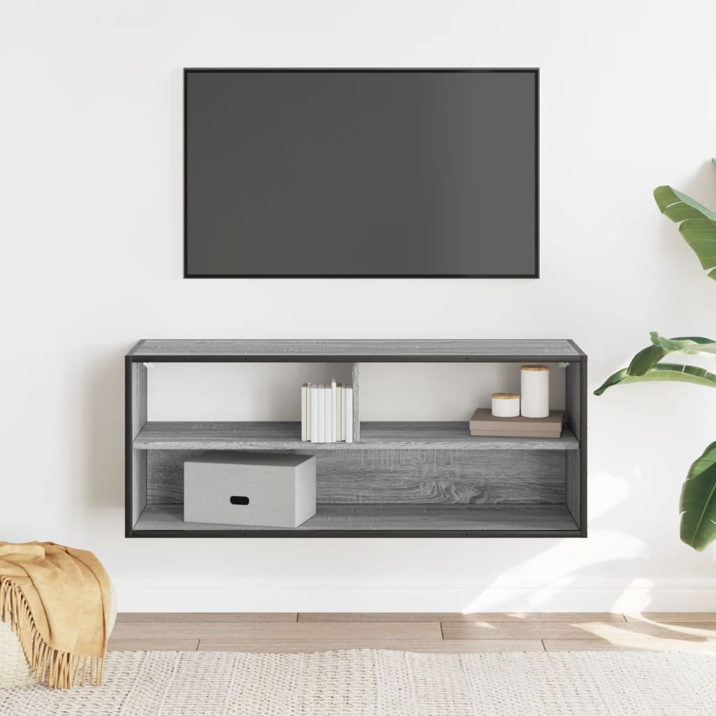 Mobile TV Grigio Sonoma 100x31x39,5cm Legno Multistrato Metallo