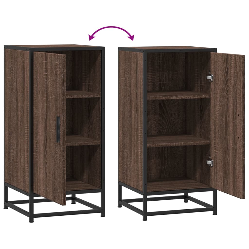 Credenza Rovere Marrone 35,5x35x76 cm in Truciolato e Metallo - homemem39