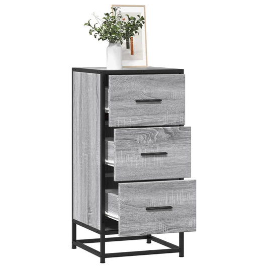 Credenza Grigio Sonoma 35,5x35x76 cm in Truciolato e Metallo - homemem39