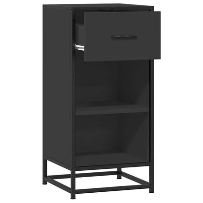 Credenza Rovere Nera 35,5x35x76 cm in Truciolato e Metallo - homemem39