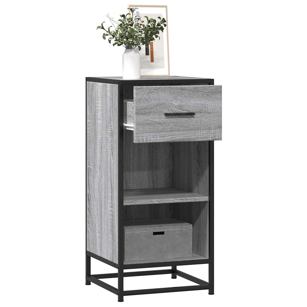 Credenza Grigio Sonoma 35,5x35x76 cm in Truciolato e Metallo - homemem39