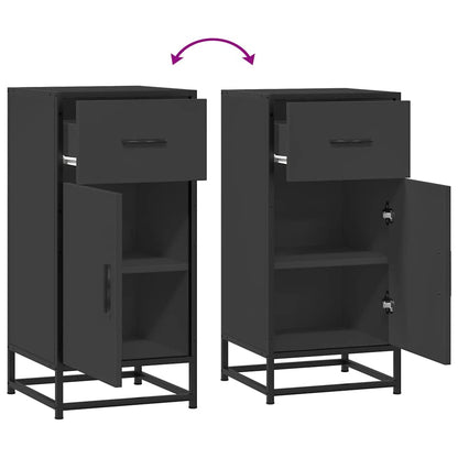 Credenza Rovere Nera 35,5x35x76 cm in Truciolato e Metallo - homemem39