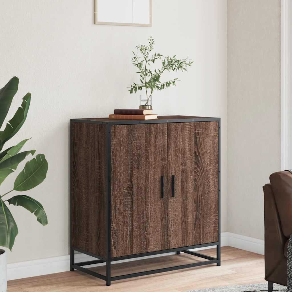 Credenza Rovere Marrone 68x35x76 cm in Truciolato e Metallo - homemem39