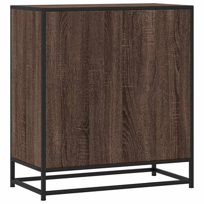 Credenza Rovere Marrone 68x35x76 cm in Truciolato e Metallo - homemem39