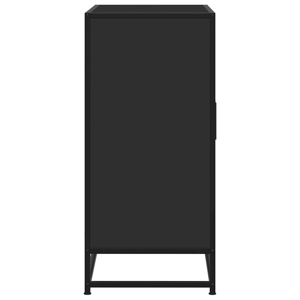 Credenza Rovere Nera 68x35x76 cm in Truciolato e Metallo - homemem39