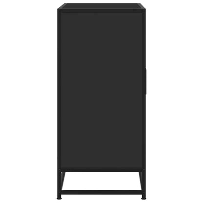 Credenza Rovere Nera 68x35x76 cm in Truciolato e Metallo - homemem39