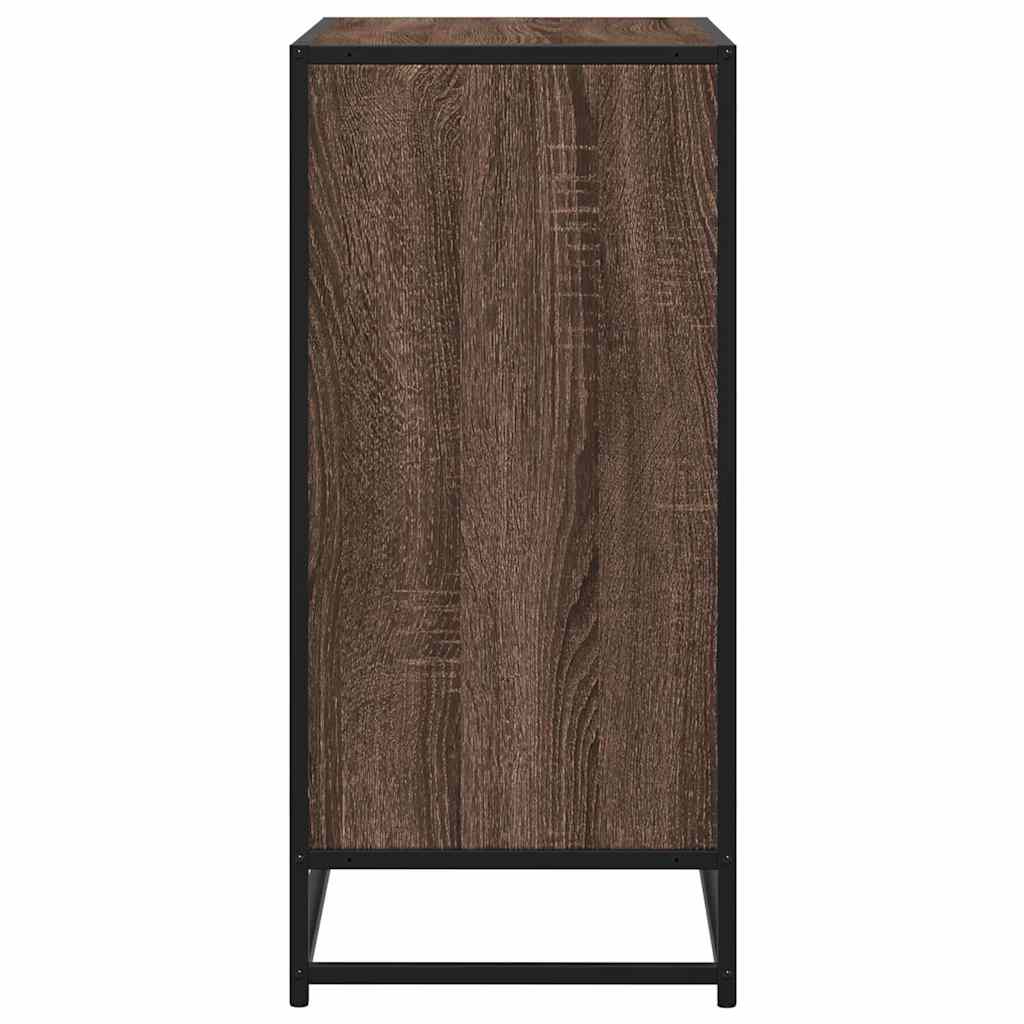 Credenza Rovere Marrone 68x35x76 cm in Truciolato e Metallo - homemem39