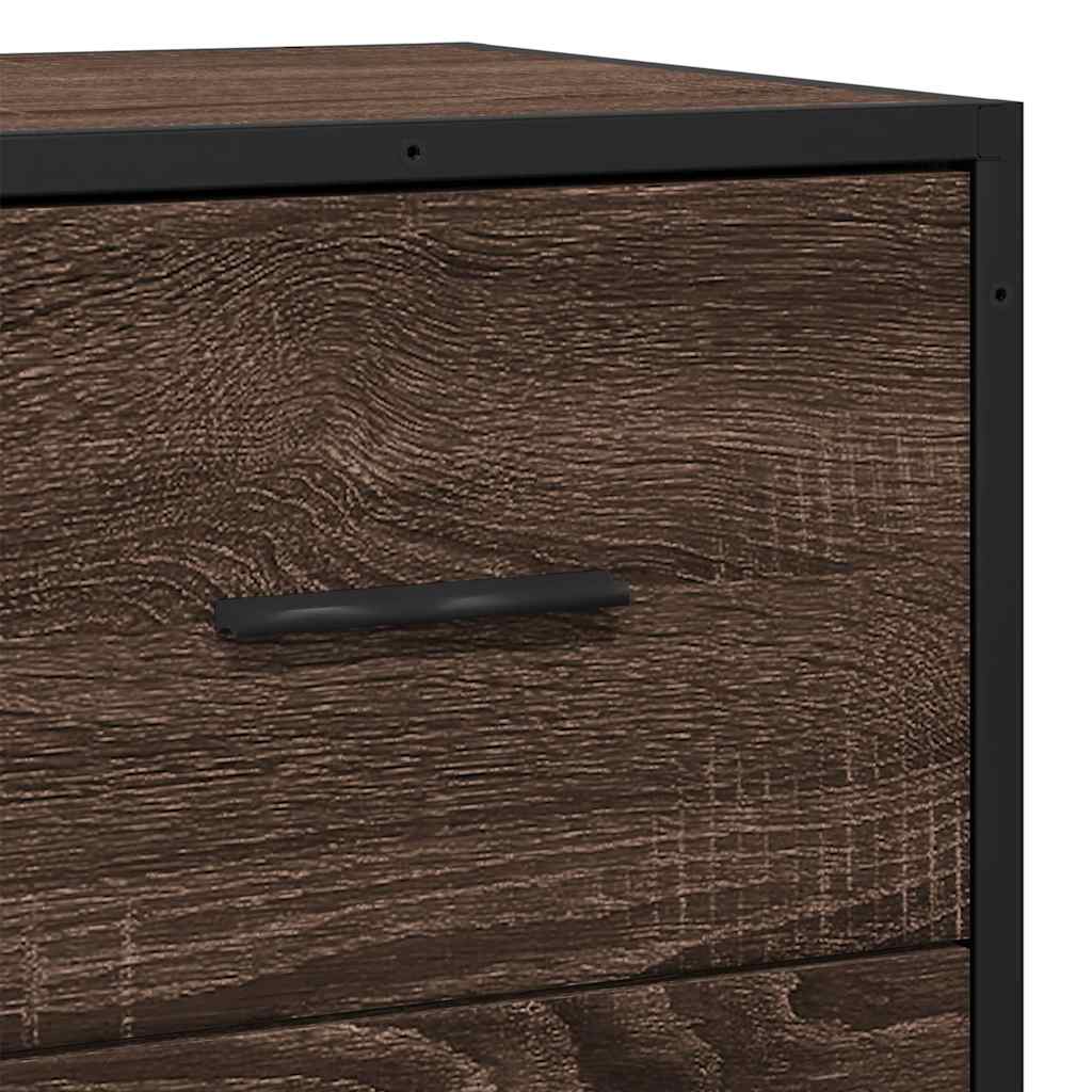 Credenza Rovere Marrone 68x35x76 cm in Truciolato e Metallo - homemem39