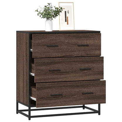 Credenza Rovere Marrone 68x35x76 cm in Truciolato e Metallo - homemem39