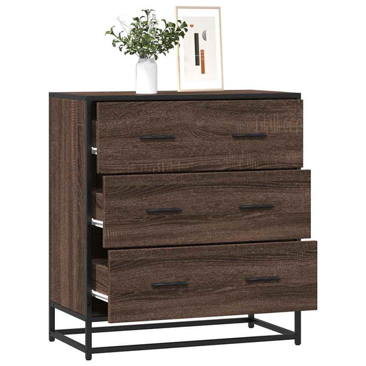 Credenza Rovere Marrone 68x35x76 cm in Truciolato e Metallo - homemem39