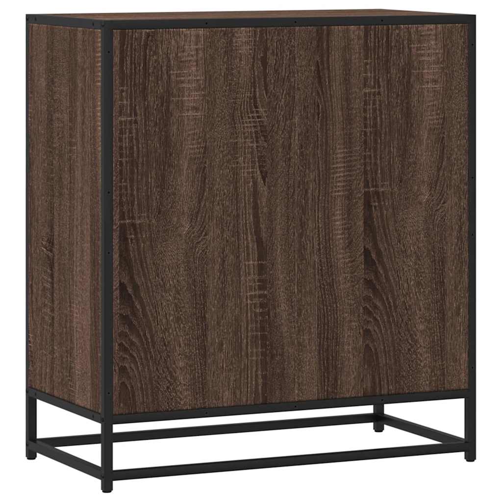Credenza Rovere Marrone 68x35x76 cm in Truciolato e Metallo - homemem39