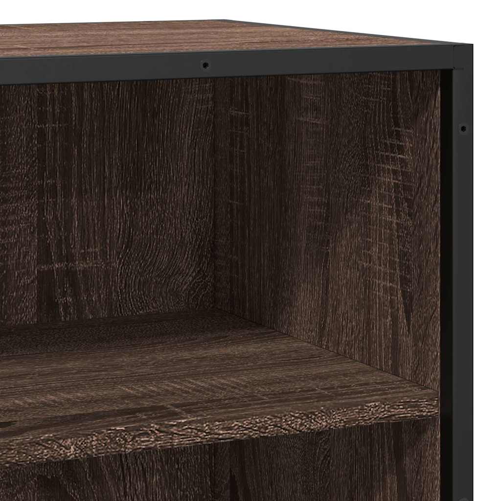 Credenza Rovere Marrone 68x35x76 cm in Truciolato e Metallo - homemem39