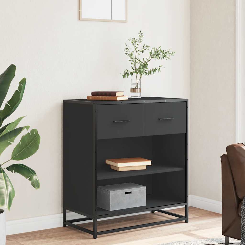 Credenza Rovere Nera 68x35x76 cm in Legno Multistrato - homemem39