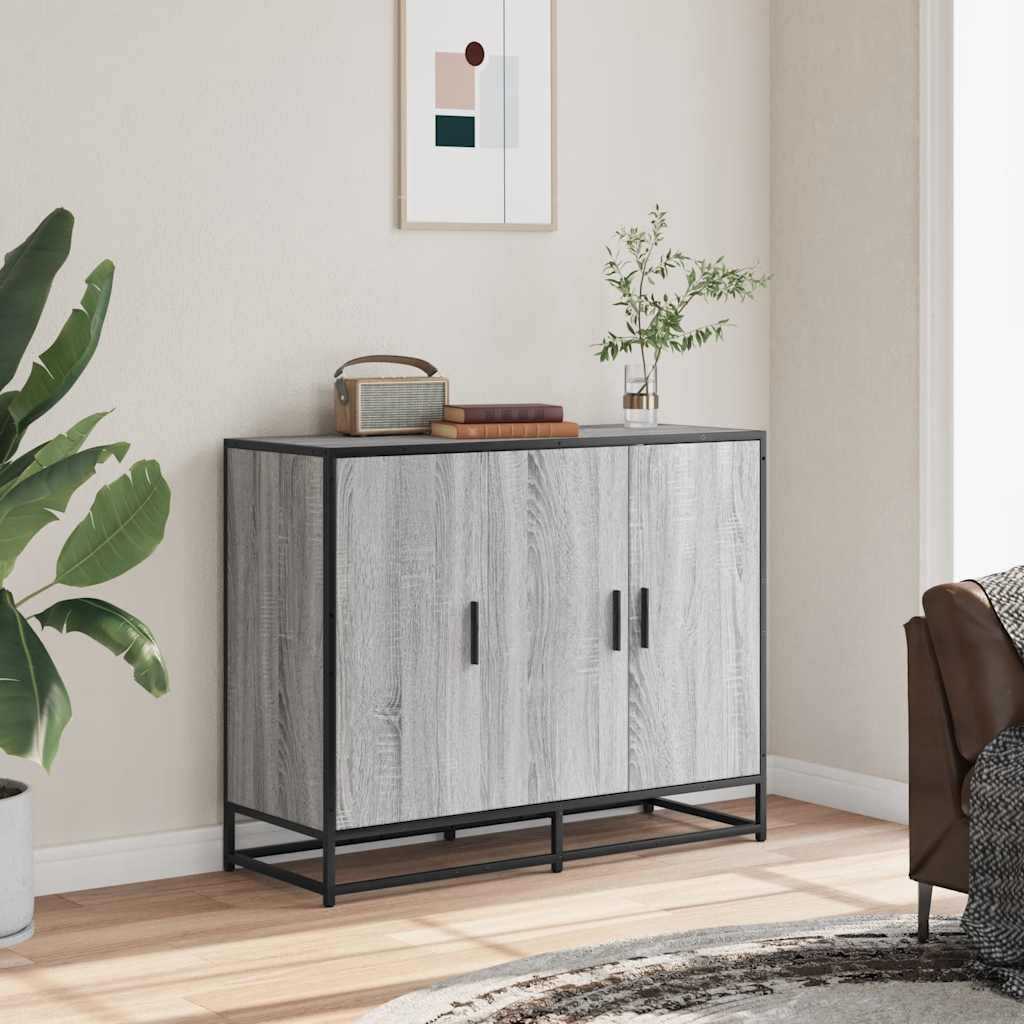 Credenza Grigio Sonoma 94x35x76 cm in Legno Multistrato - homemem39