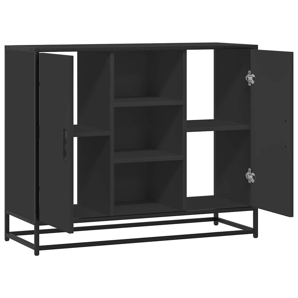 Credenza Nera 92x35x76 cm in Legno Multistrato - homemem39