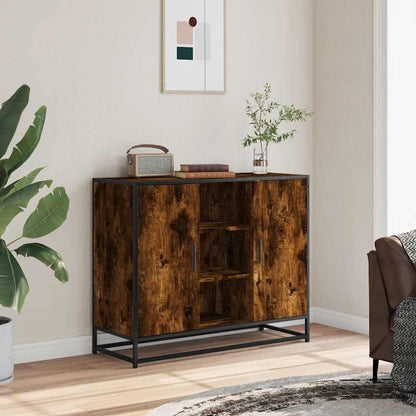 Credenza Rovere Fumo 92x35x76 cm in Legno Multistrato - homemem39