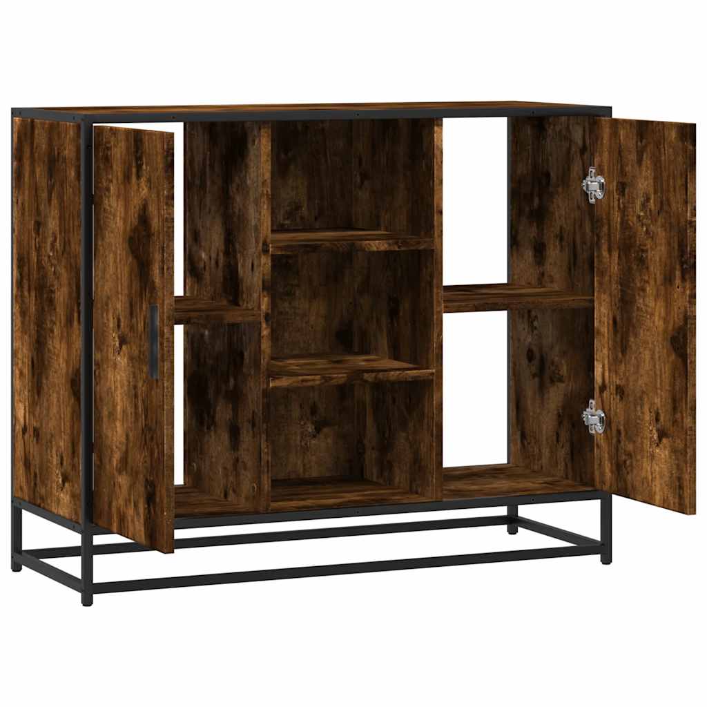 Credenza Rovere Fumo 92x35x76 cm in Legno Multistrato - homemem39