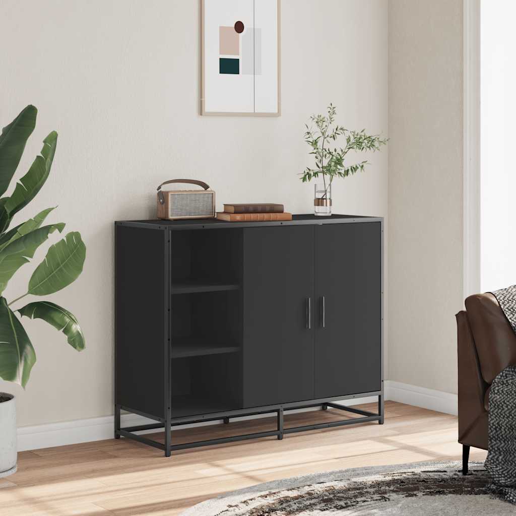 Credenza Nera 92x35x76 cm in Legno Multistrato - homemem39