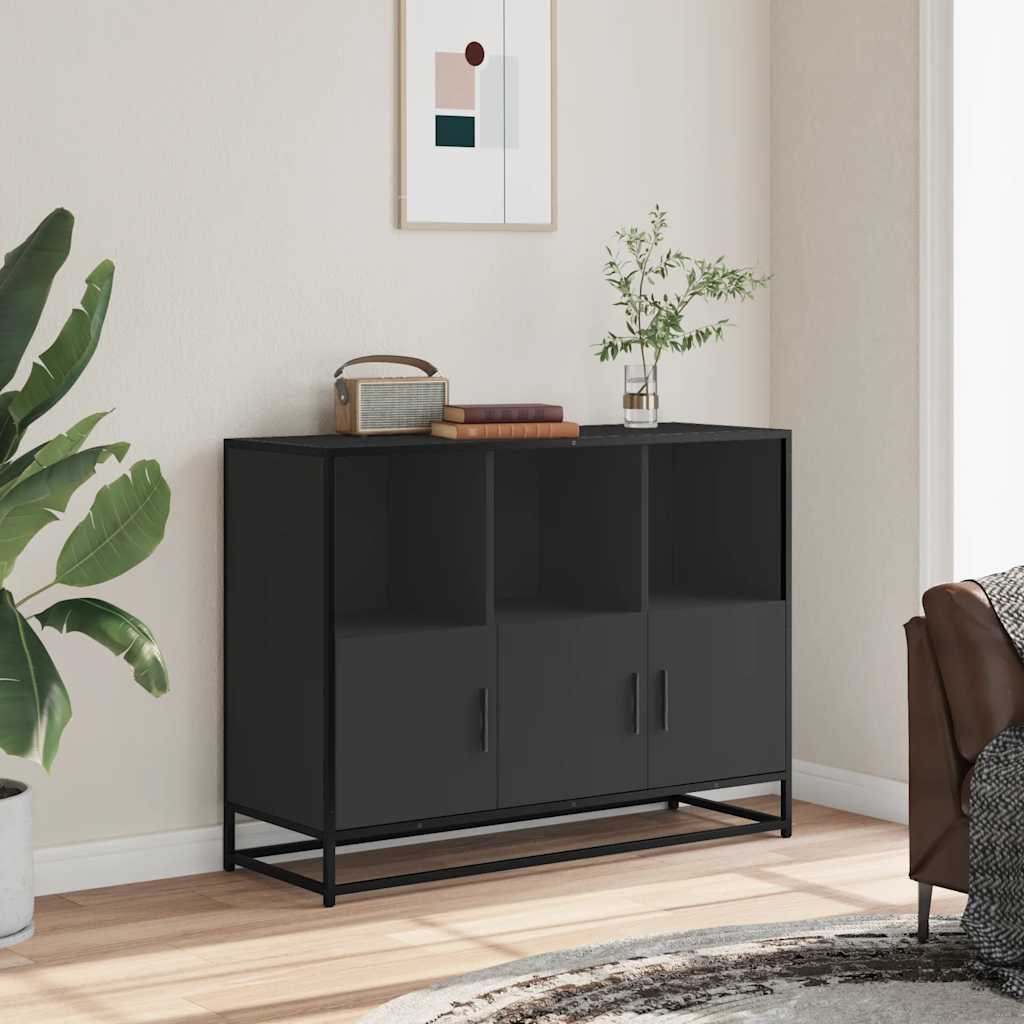 Credenza Nera 100x35x76 cm in Legno Multistrato - homemem39