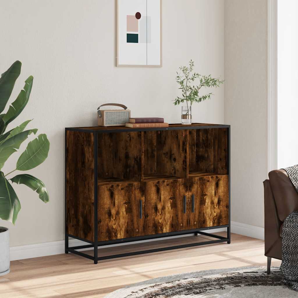 Credenza Rovere Fumo 100x35x76 cm in Legno Multistrato - homemem39