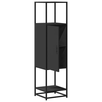 Credenza Nera 35,5x35x139 cm Legno Multistrato Metallo