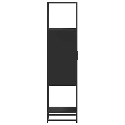Credenza Nera 35,5x35x139 cm Legno Multistrato Metallo