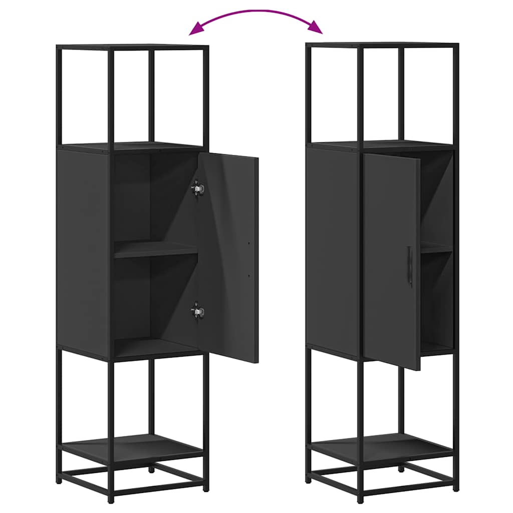 Credenza Nera 35,5x35x139 cm Legno Multistrato Metallo