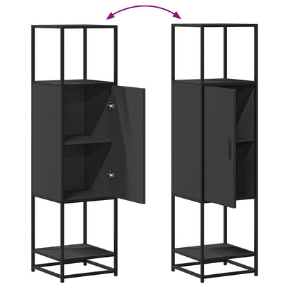 Credenza Nera 35,5x35x139 cm Legno Multistrato Metallo