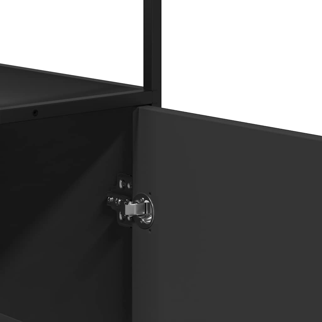 Credenza Nera 35,5x35x139 cm Legno Multistrato Metallo