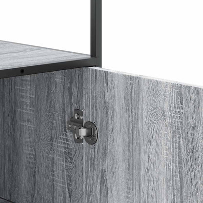 Credenza Grigio Sonoma 35,5x35x139 cm Legno Multistrato Metallo - homemem39