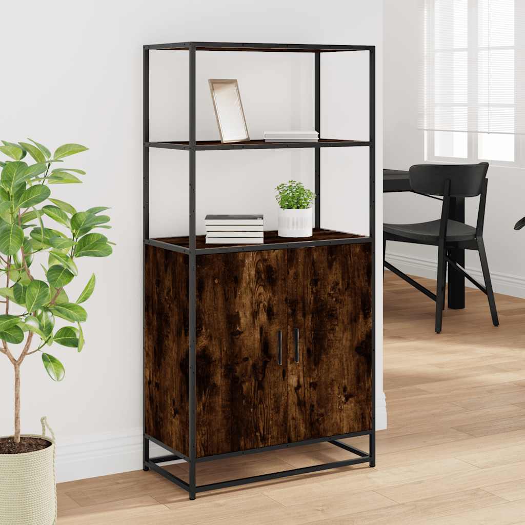 Credenza Rovere Fumo 68x35x139 cm Legno Multistrato Metallo - homemem39