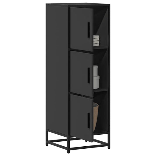 Credenza Nera 35,5x35x106,5 cm Legno Multistrato Metallo | homemem39
