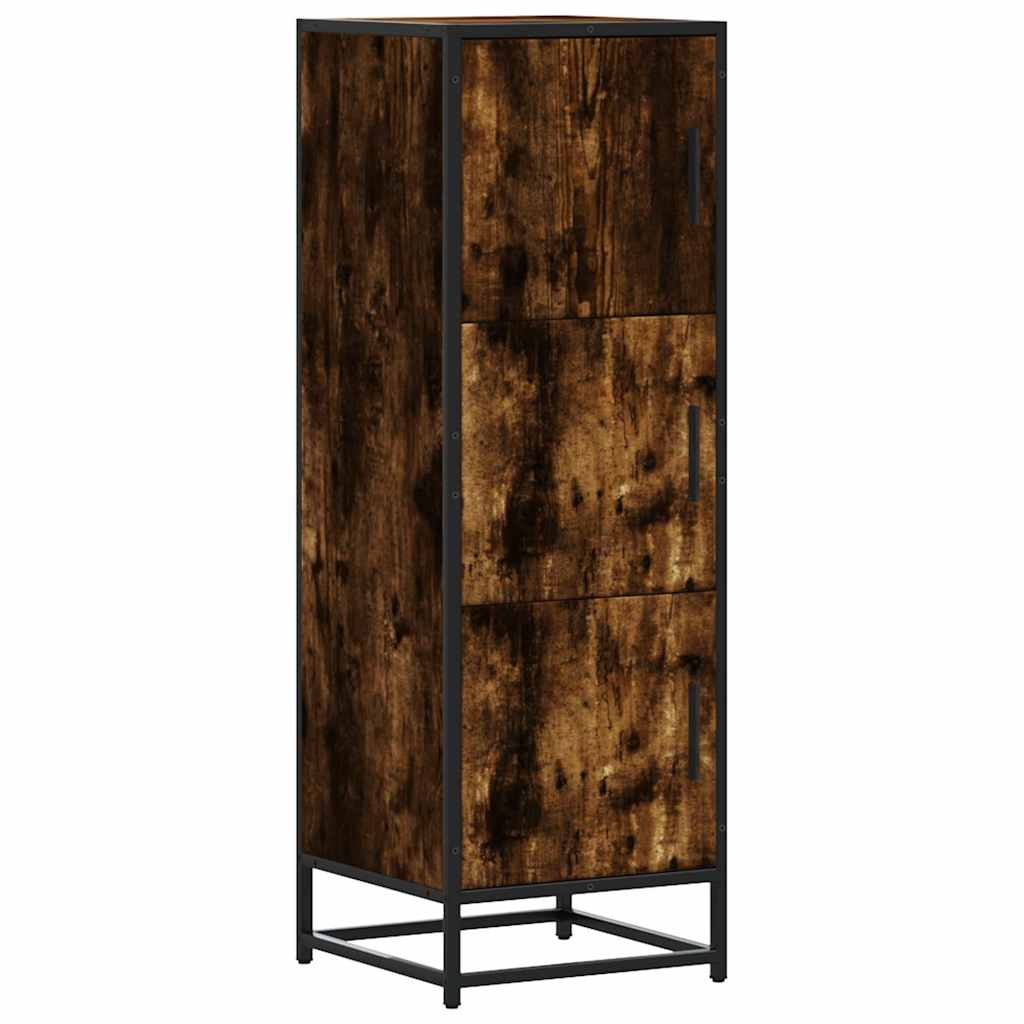 Credenza Rovere Fumo 35,5x35x106,5 cm Legno Multistrato Metallo | homemem39