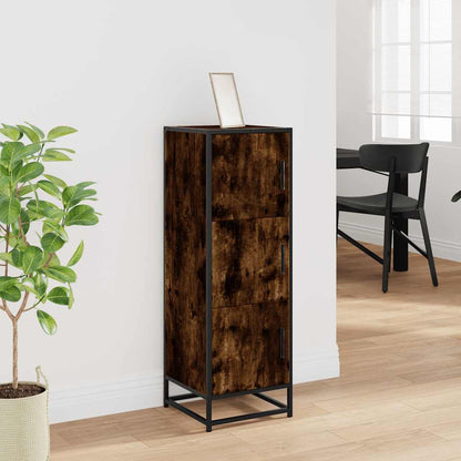 Credenza Rovere Fumo 35,5x35x106,5 cm Legno Multistrato Metallo | homemem39
