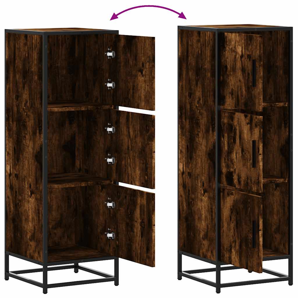 Credenza Rovere Fumo 35,5x35x106,5 cm Legno Multistrato Metallo | homemem39