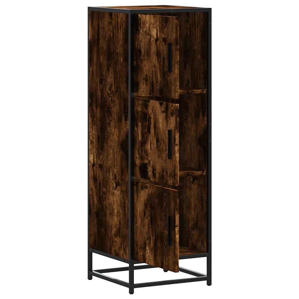 Credenza Rovere Fumo 35,5x35x106,5 cm Legno Multistrato Metallo | homemem39