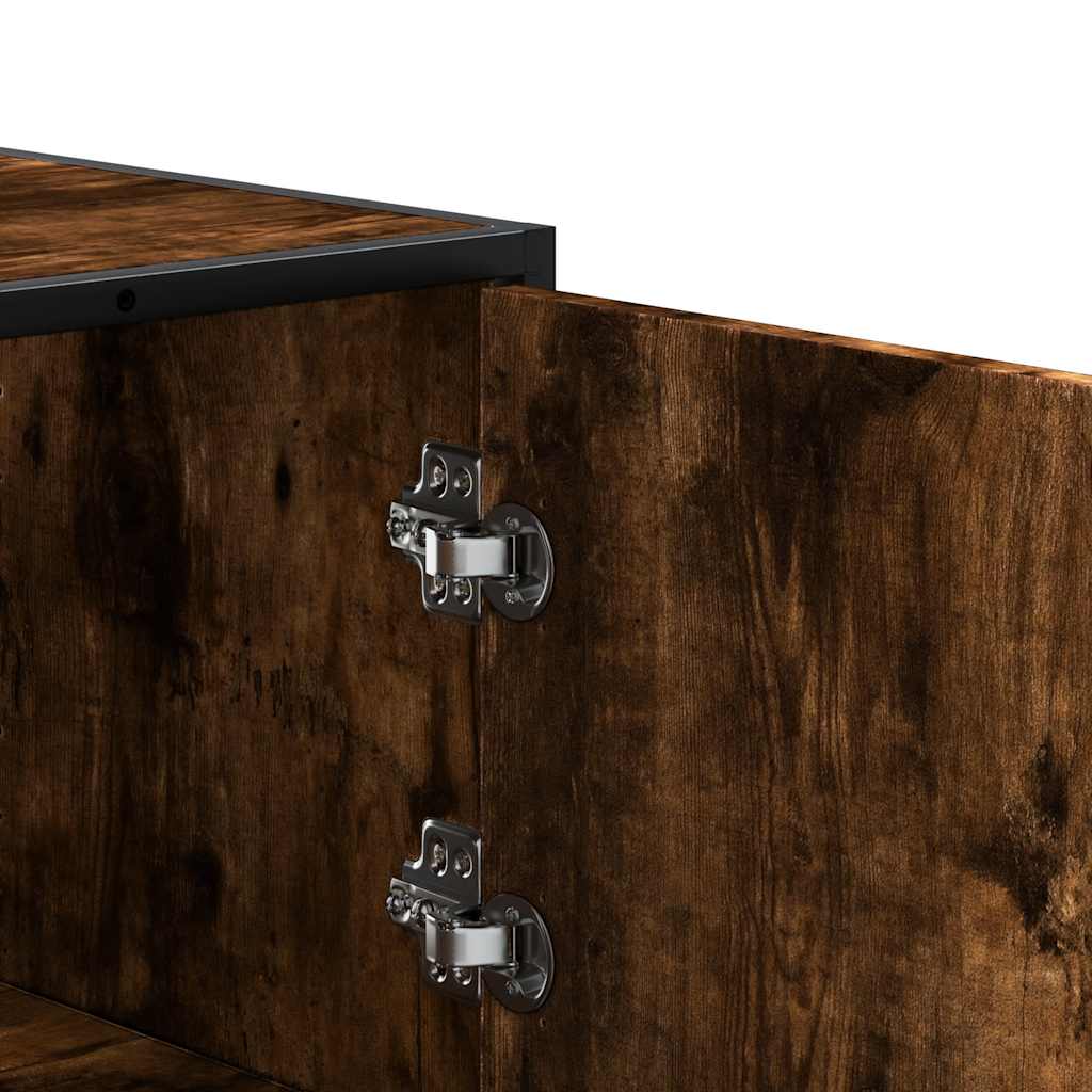 Credenza Rovere Fumo 35,5x35x106,5 cm Legno Multistrato Metallo | homemem39