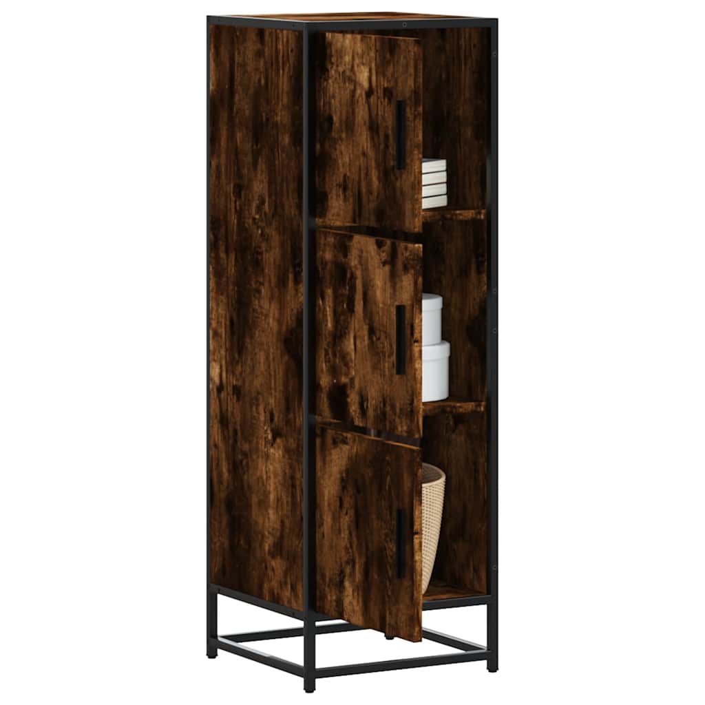 Credenza Rovere Fumo 35,5x35x106,5 cm Legno Multistrato Metallo | homemem39