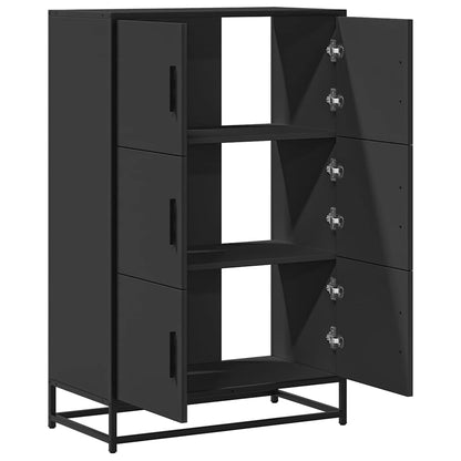 Credenza Nera 68x35x106,5 cm Legno Multistrato Metallo | homemem39