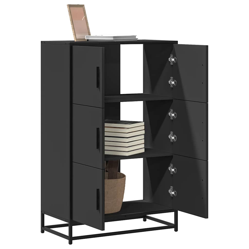 Credenza Nera 68x35x106,5 cm Legno Multistrato Metallo | homemem39