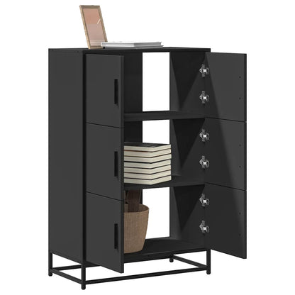 Credenza Nera 68x35x106,5 cm Legno Multistrato Metallo | homemem39