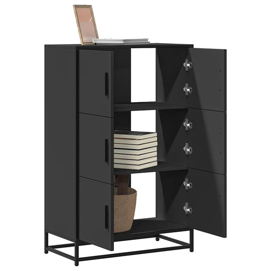 Credenza Nera 68x35x106,5 cm Legno Multistrato Metallo | homemem39
