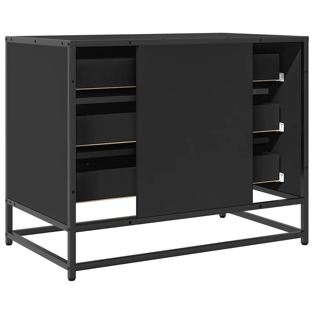 Cassettiera Nera 70x41x56 cm in Legno Multistrato - homemem39