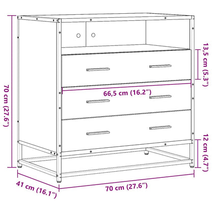Cassettiera Rovere Sonoma 70x41x70 cm in Legno Multistrato | homemem39